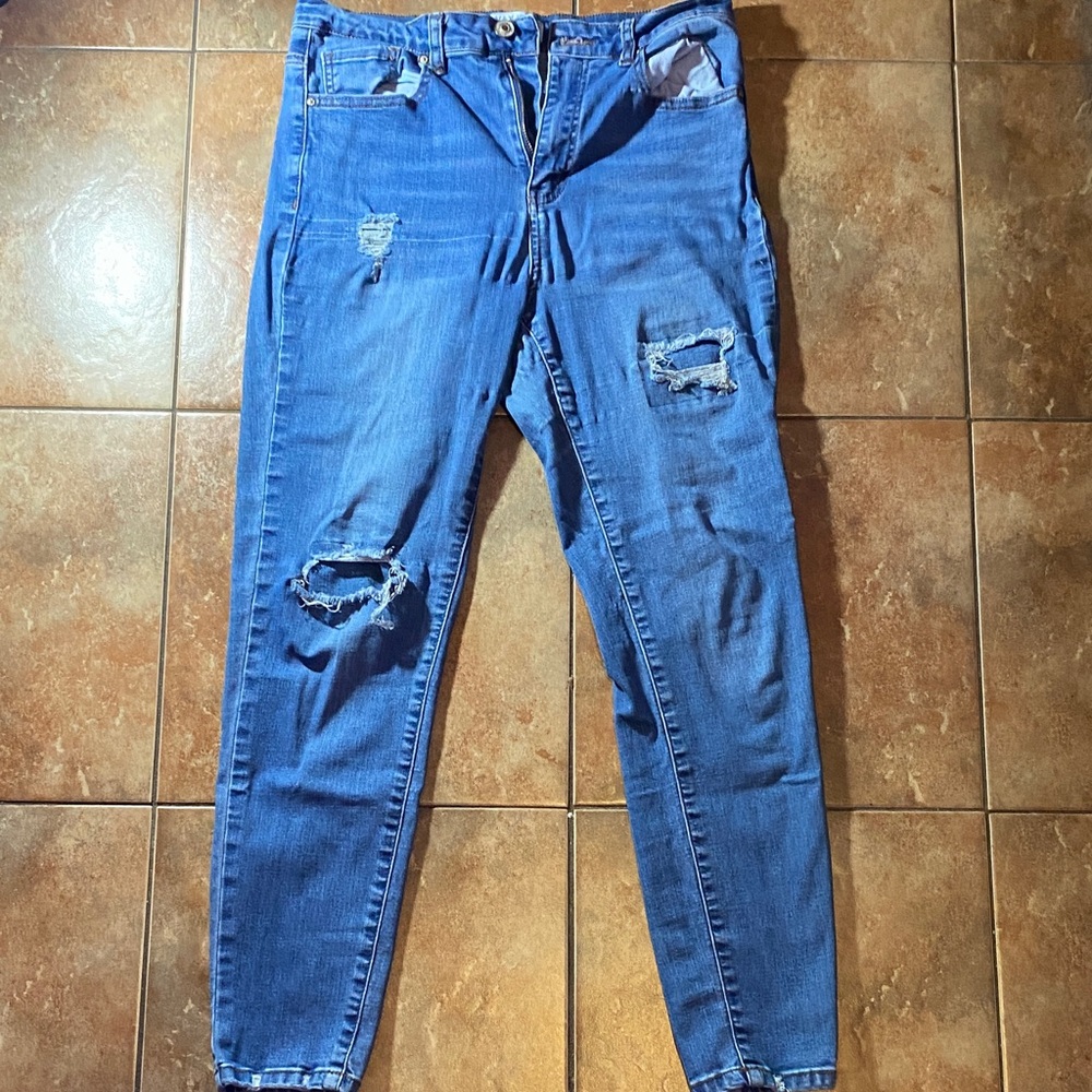 Wax Jean Blue Distressed Skinny Jeans